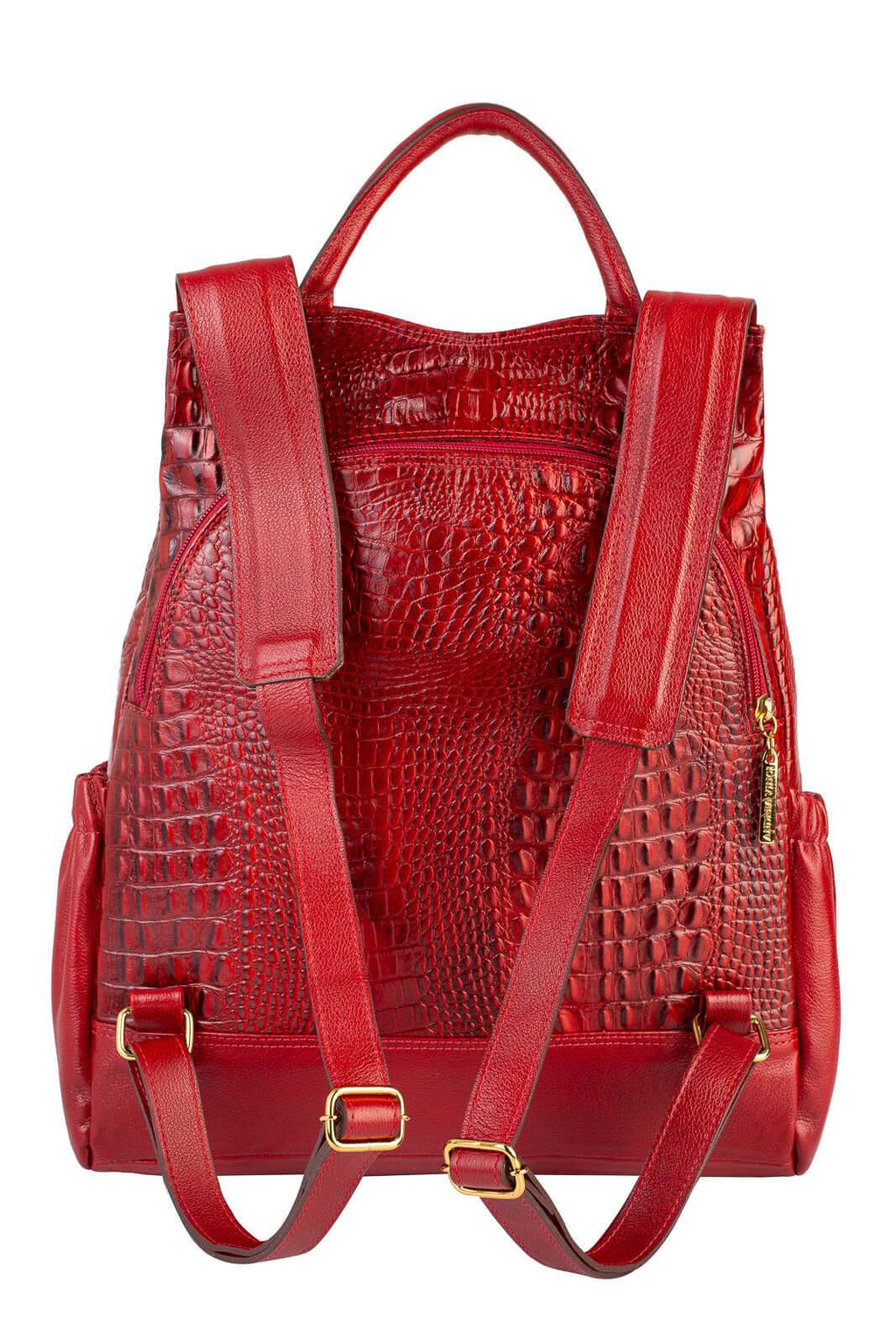 Mochila antifurto de couro croco Suelen - Enluaze