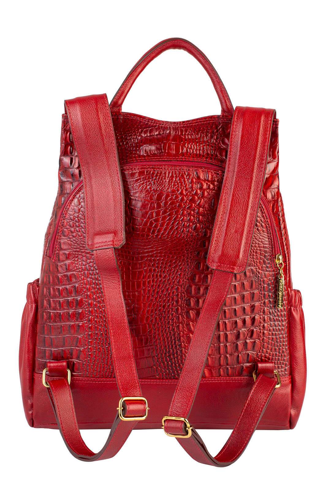 Mochila antifurto de couro croco Suelen - Enluaze