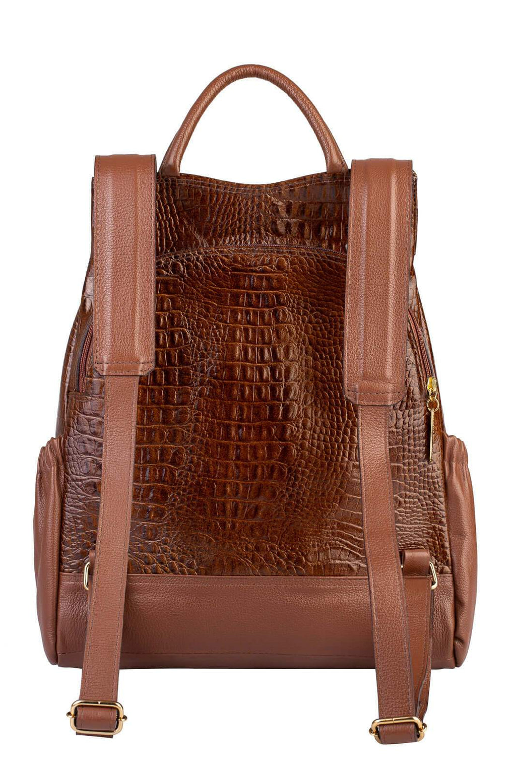 Mochila antifurto de couro croco Suelen - Enluaze