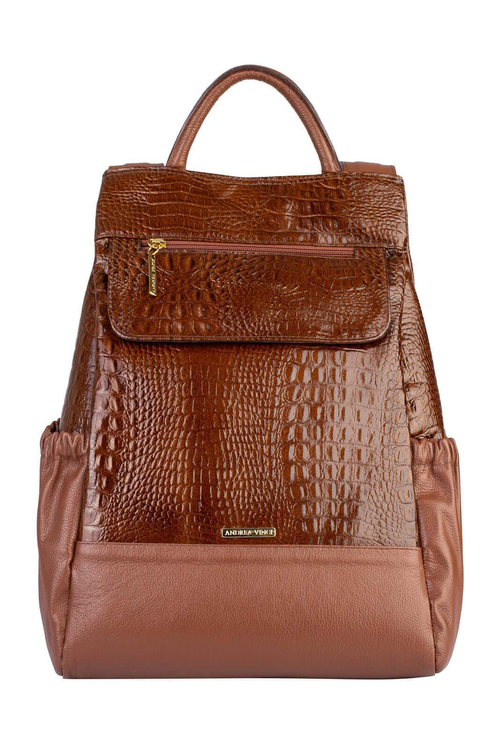 Mochila antifurto de couro croco Suelen - Enluaze