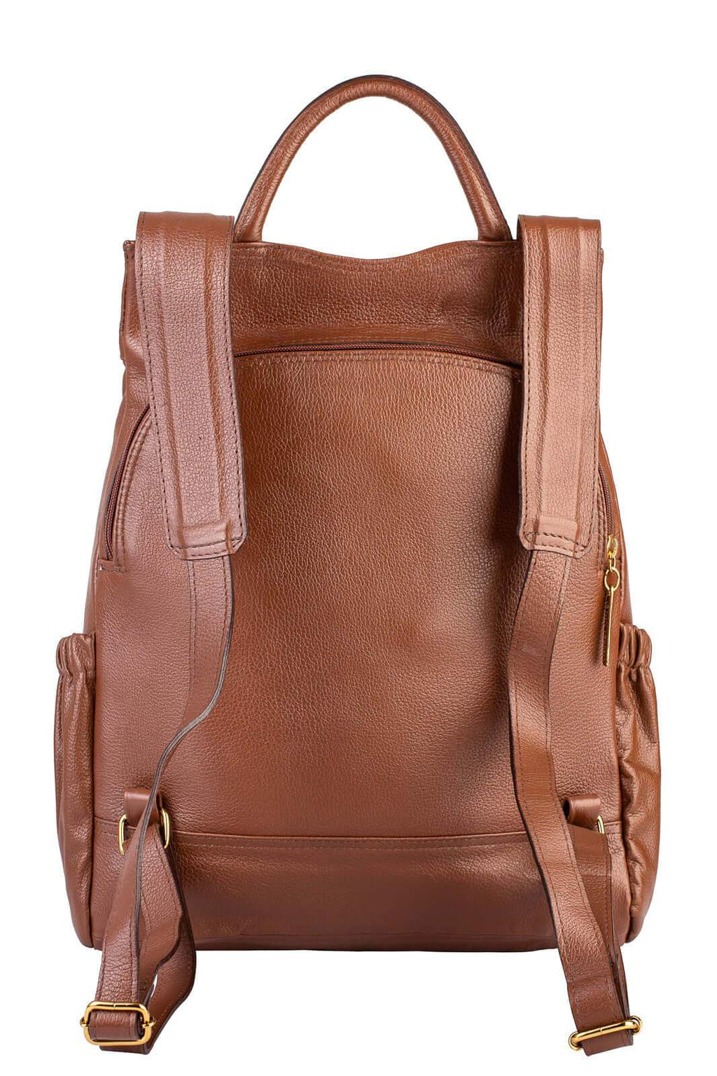 Mochila antifurto de couro liso Suelen - Enluaze