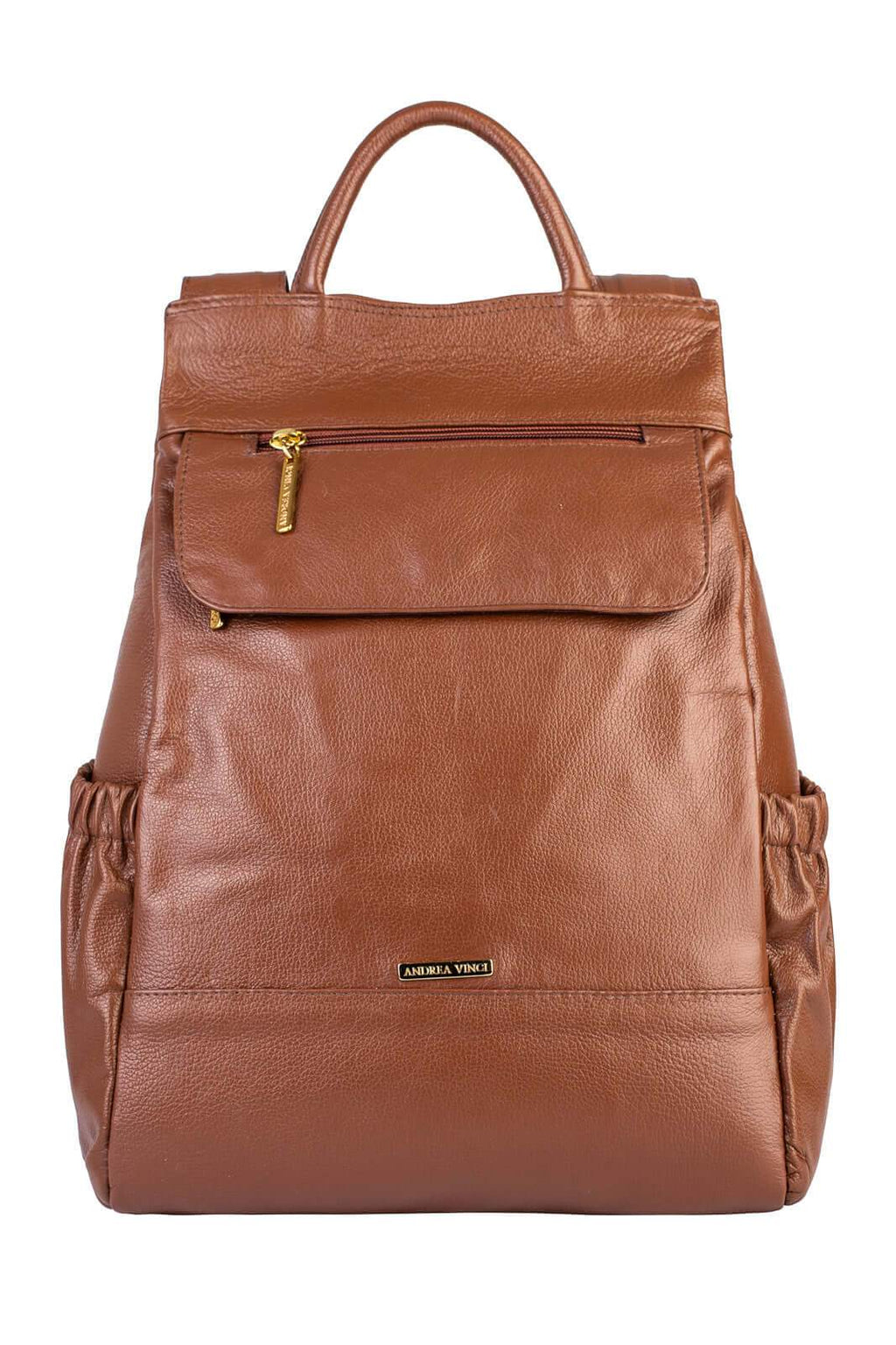 Mochila antifurto de couro liso Suelen - Enluaze