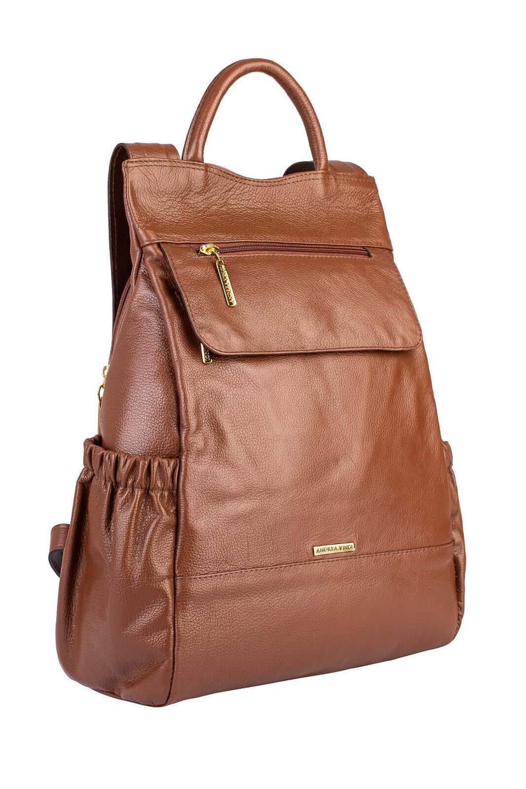 Mochila antifurto de couro liso Suelen - Enluaze