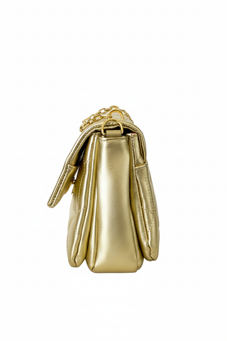 Bolsa de couro com corrente matelassê Gabriela