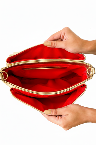 Bolsa de couro com corrente matelassê Gabriela