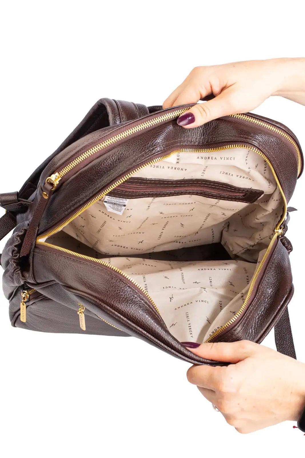 Mochila grande de couro liso Zooey - Enluaze