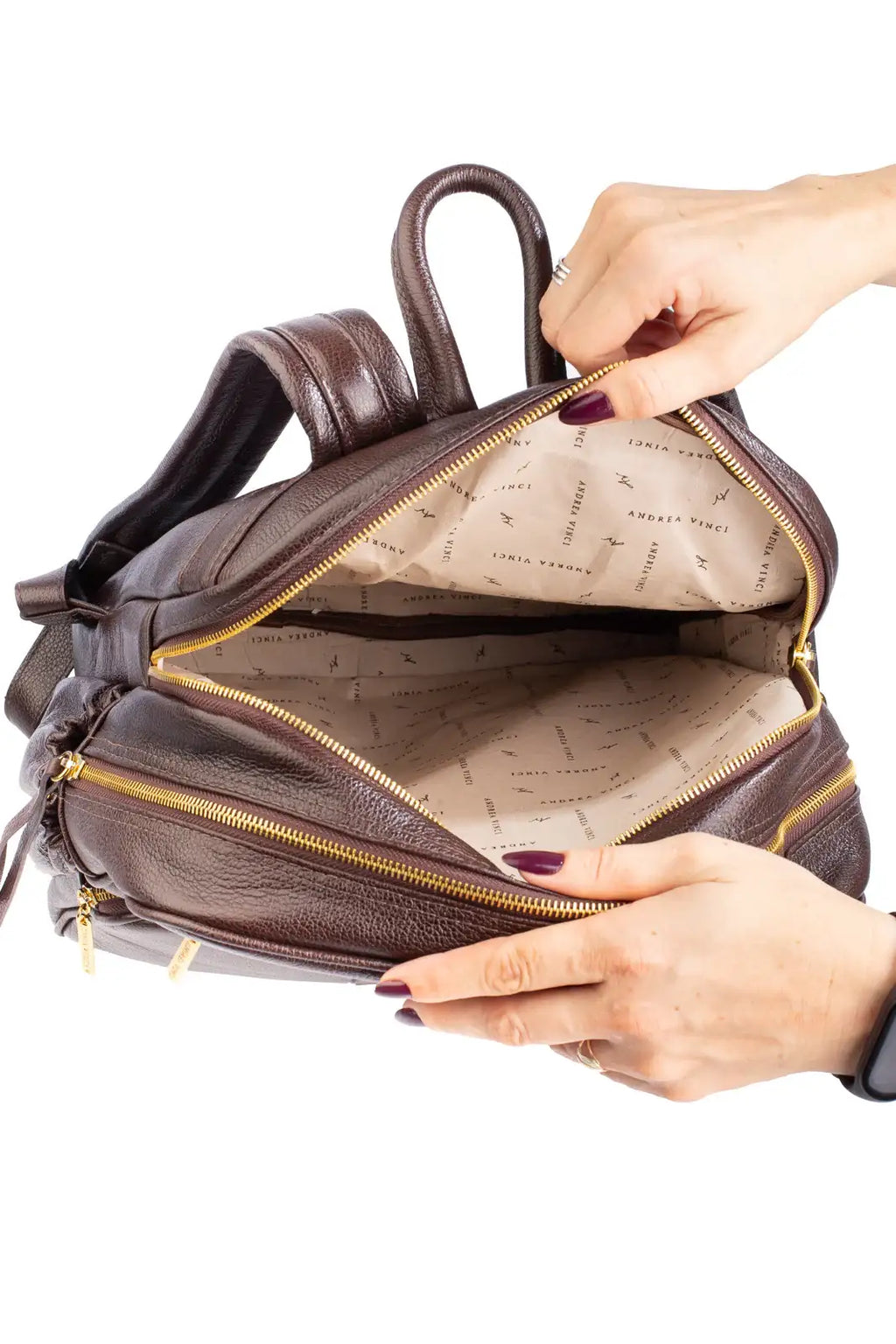 Mochila grande de couro liso Zooey - Enluaze