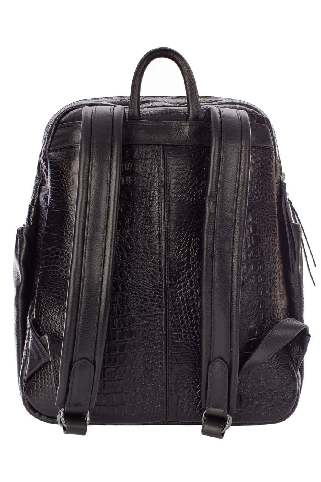 Mochila grande de couro croco metais grafite Zooey - Enluaze