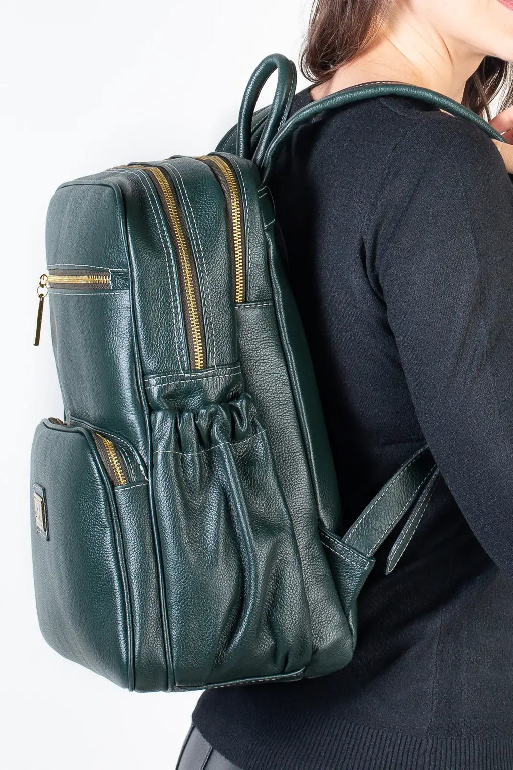 Mochila grande de couro liso Zooey - Enluaze