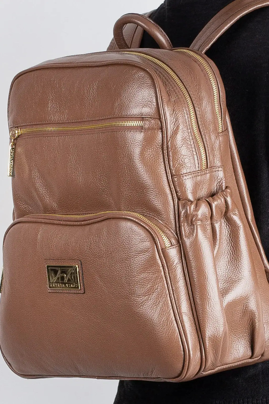 Mochila grande de couro liso Zooey - Enluaze