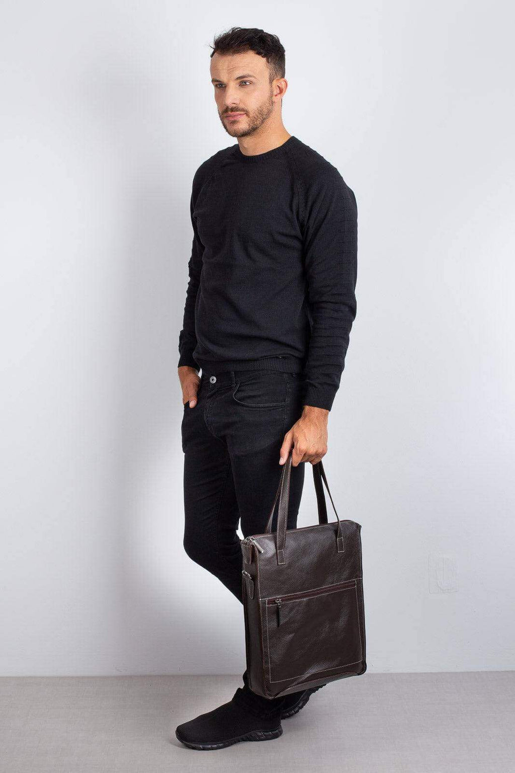 Bolsa/Pasta para notebook em couro Sandro - Enluaze