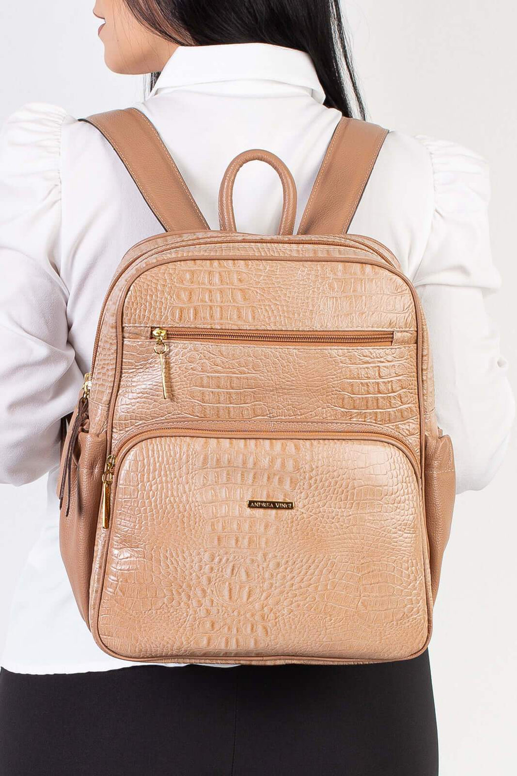 Mochila feminina de couro croco Zaya - Enluaze