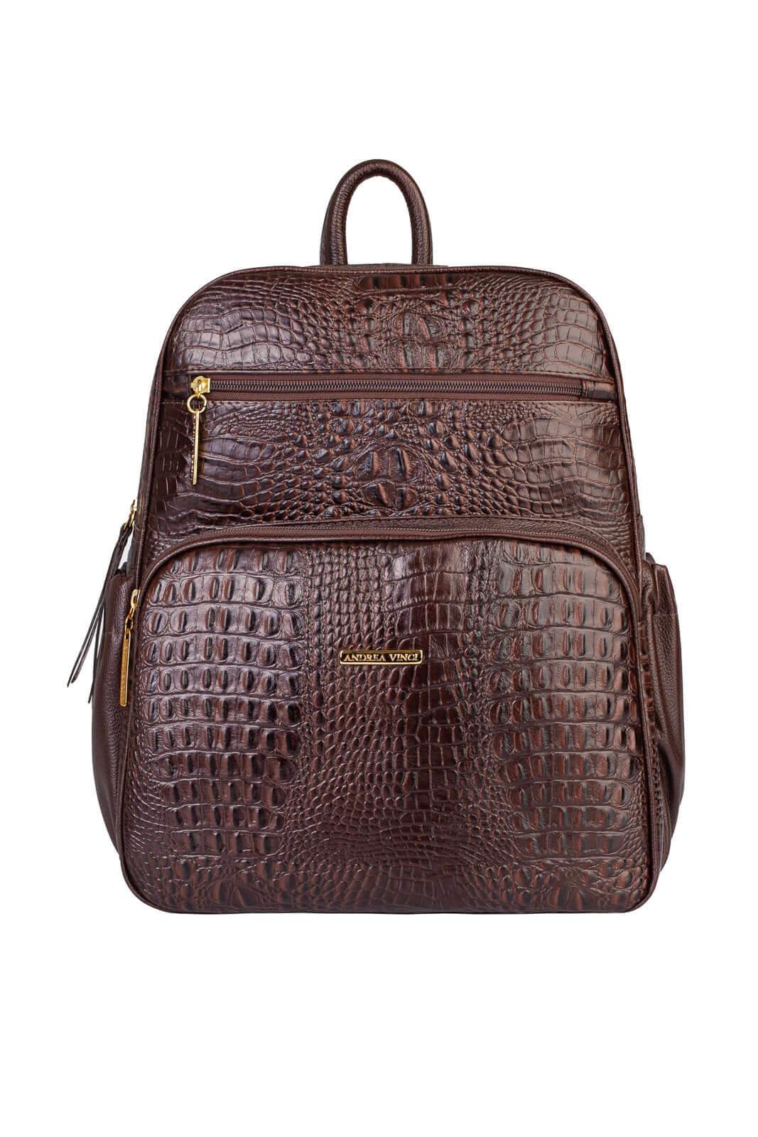 Mochila feminina de couro croco Zaya - Enluaze