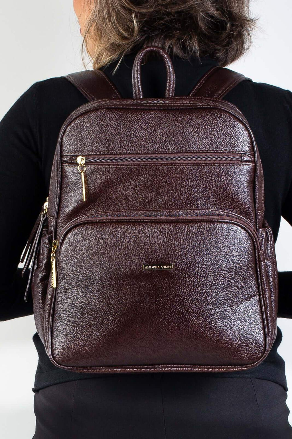 Mochila feminina de couro liso Zaya - Enluaze