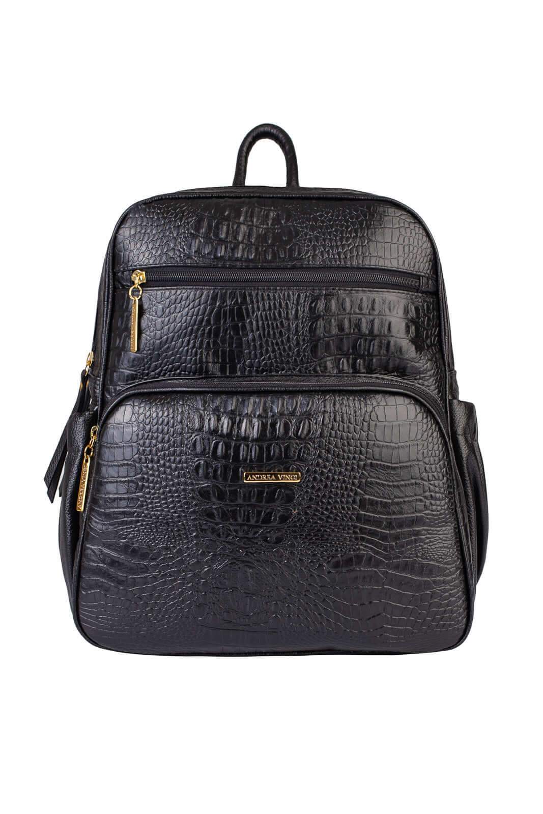 Mochila feminina de couro croco Zaya - Enluaze