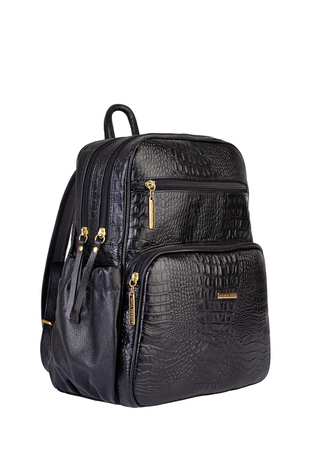 Mochila feminina de couro croco Zaya - Enluaze