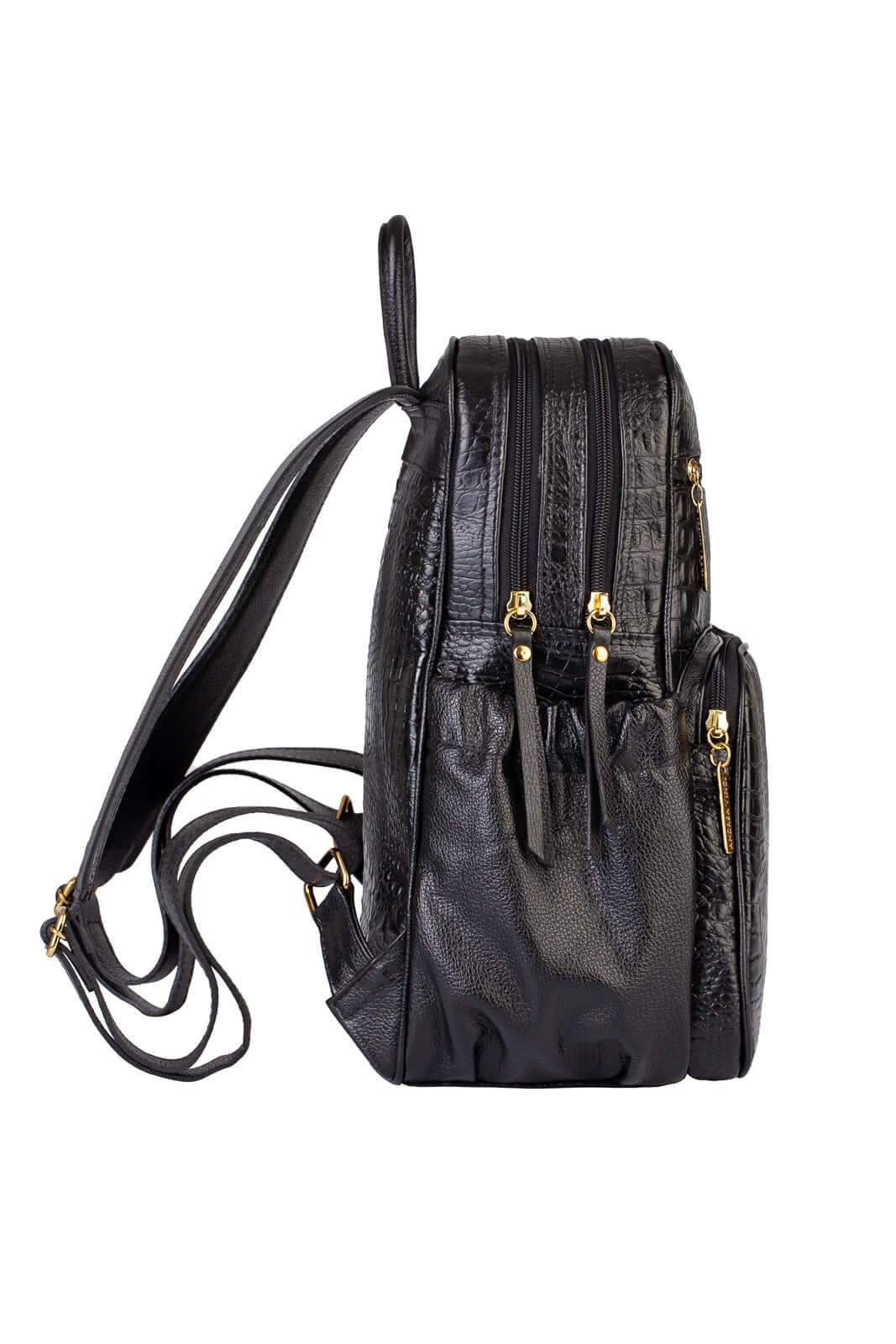 Mochila feminina de couro croco Zaya - Enluaze