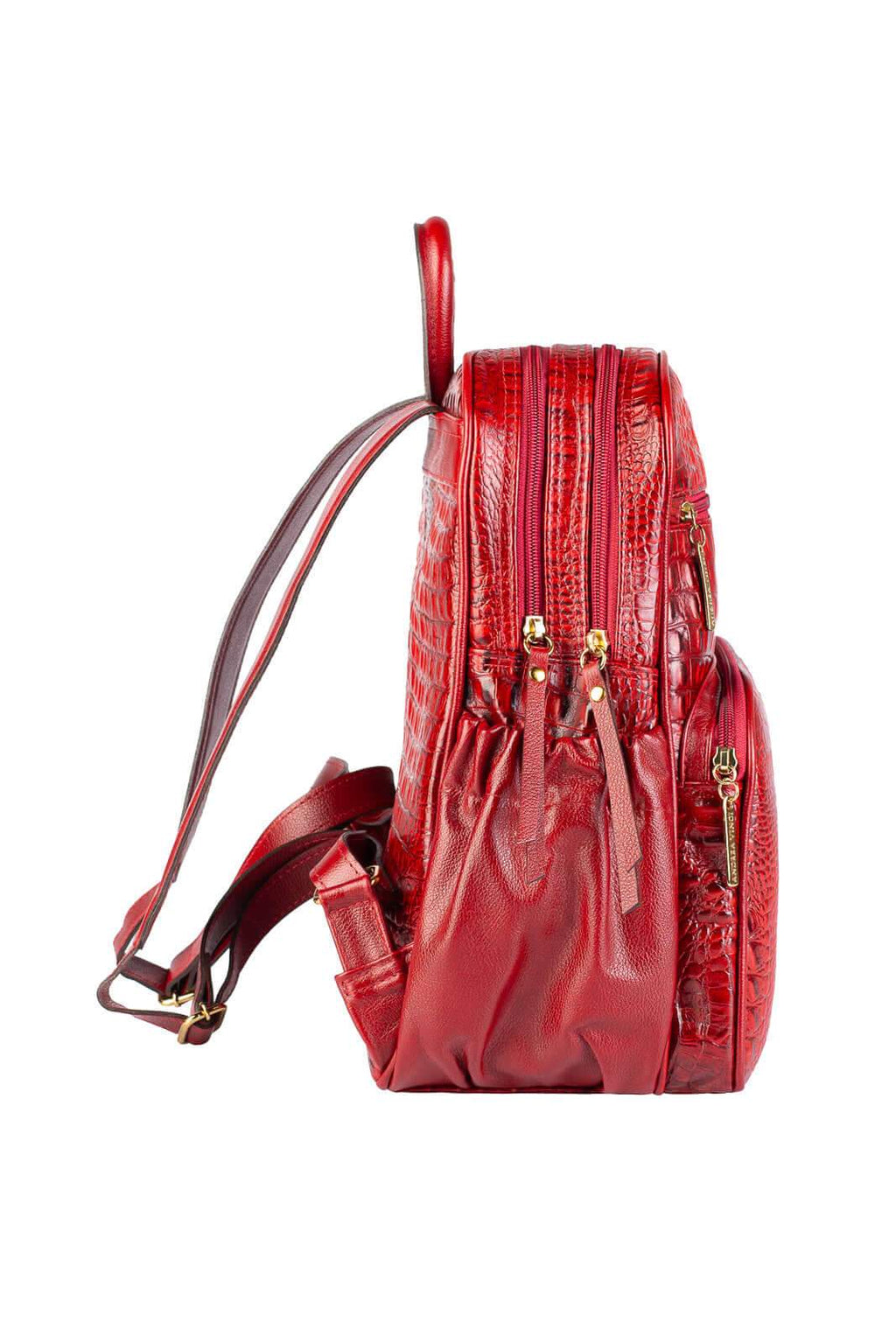 Mochila feminina de couro croco Zaya - Enluaze