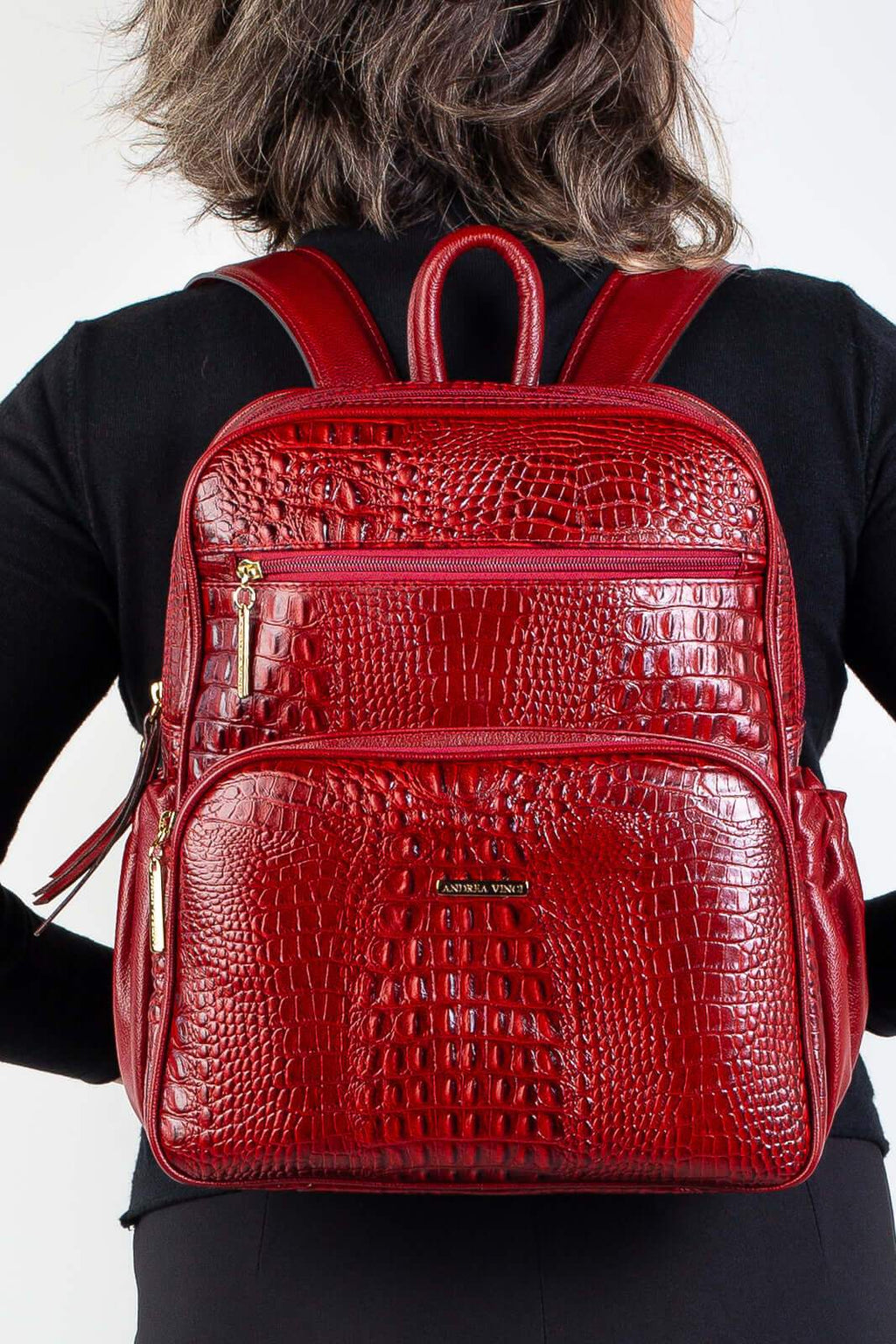 Mochila feminina de couro croco Zaya - Enluaze