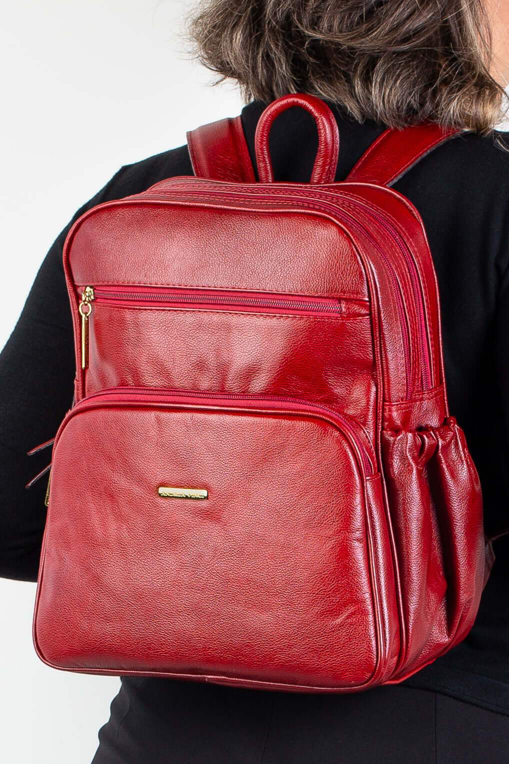 Mochila feminina de couro liso Zaya - Enluaze