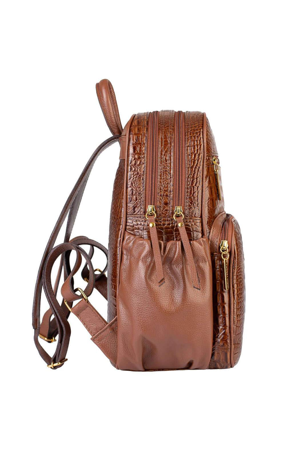 Mochila feminina de couro croco Zaya - Enluaze