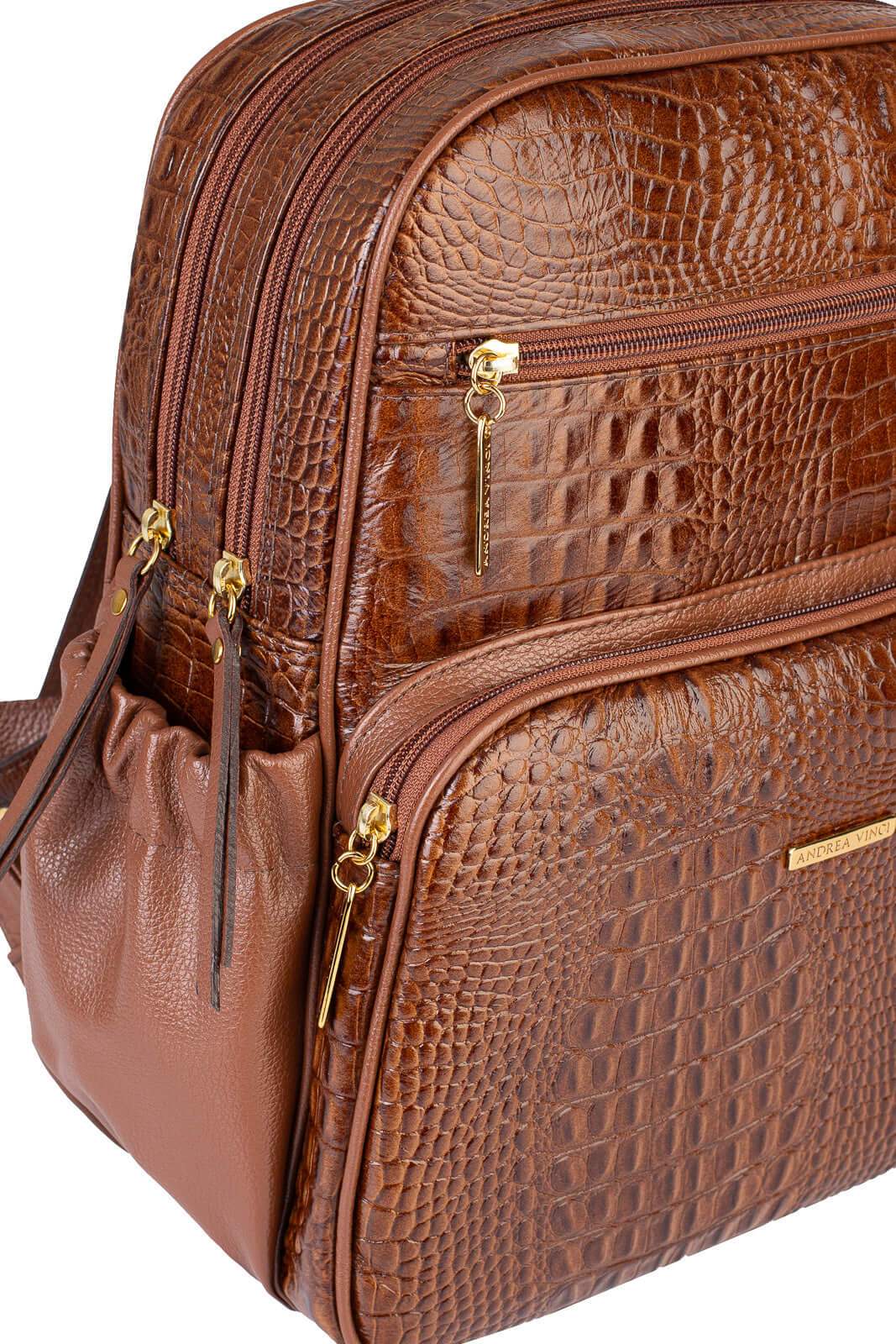 Mochila feminina de couro croco Zaya - Enluaze