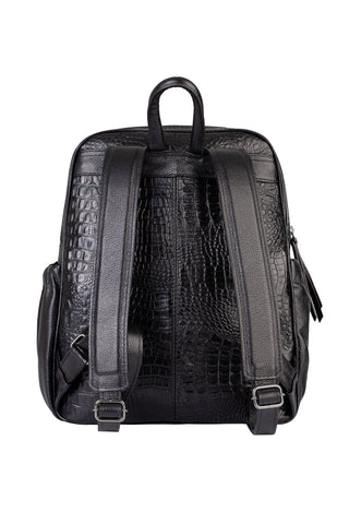 Mochila feminina de couro croco grafite Zaya