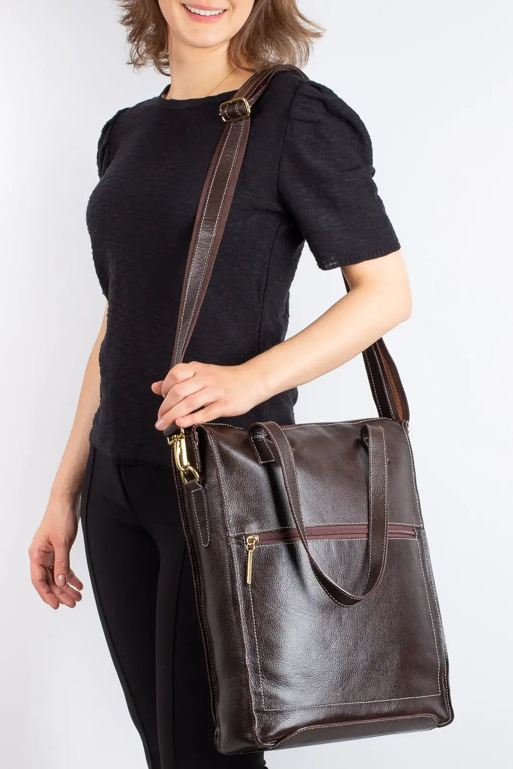 Bolsa/Pasta para notebook em couro liso Sandra - Enluaze