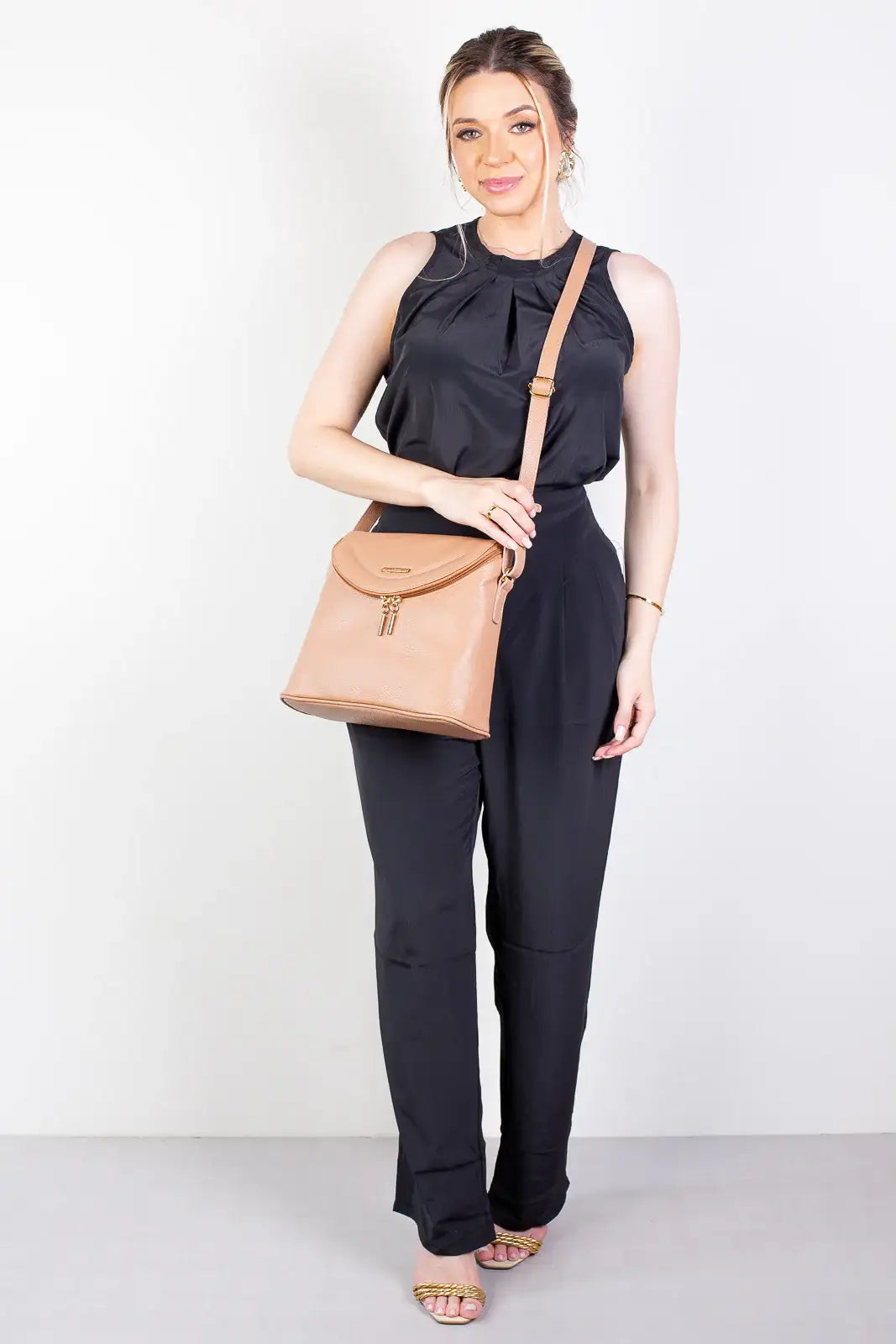 Bolsa tiracolo de couro liso Tereza - Enluaze