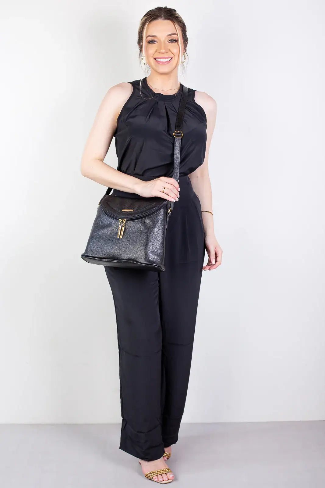 Bolsa tiracolo de couro liso Tereza - Enluaze