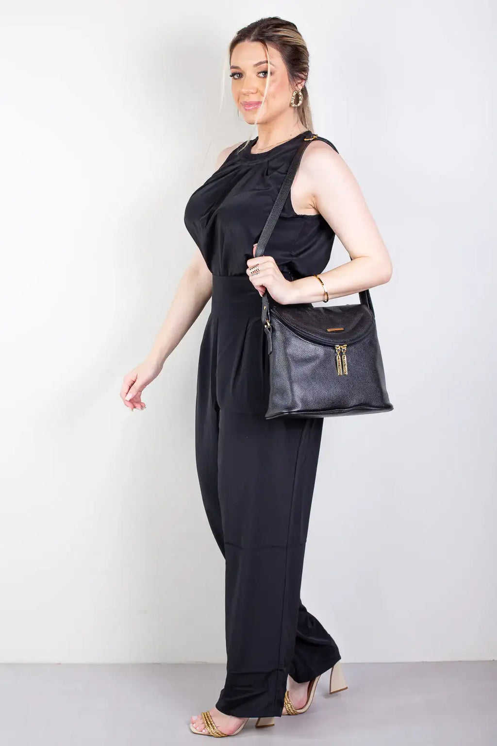 Bolsa tiracolo de couro liso Tereza - Enluaze