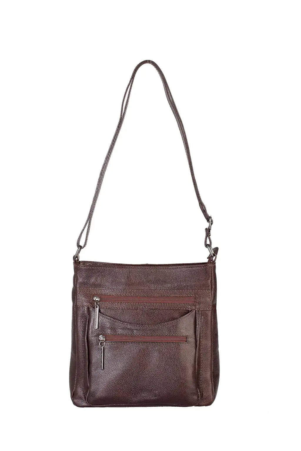 Bolsa tiracolo em couro liso metais grafite Thais - Enluaze