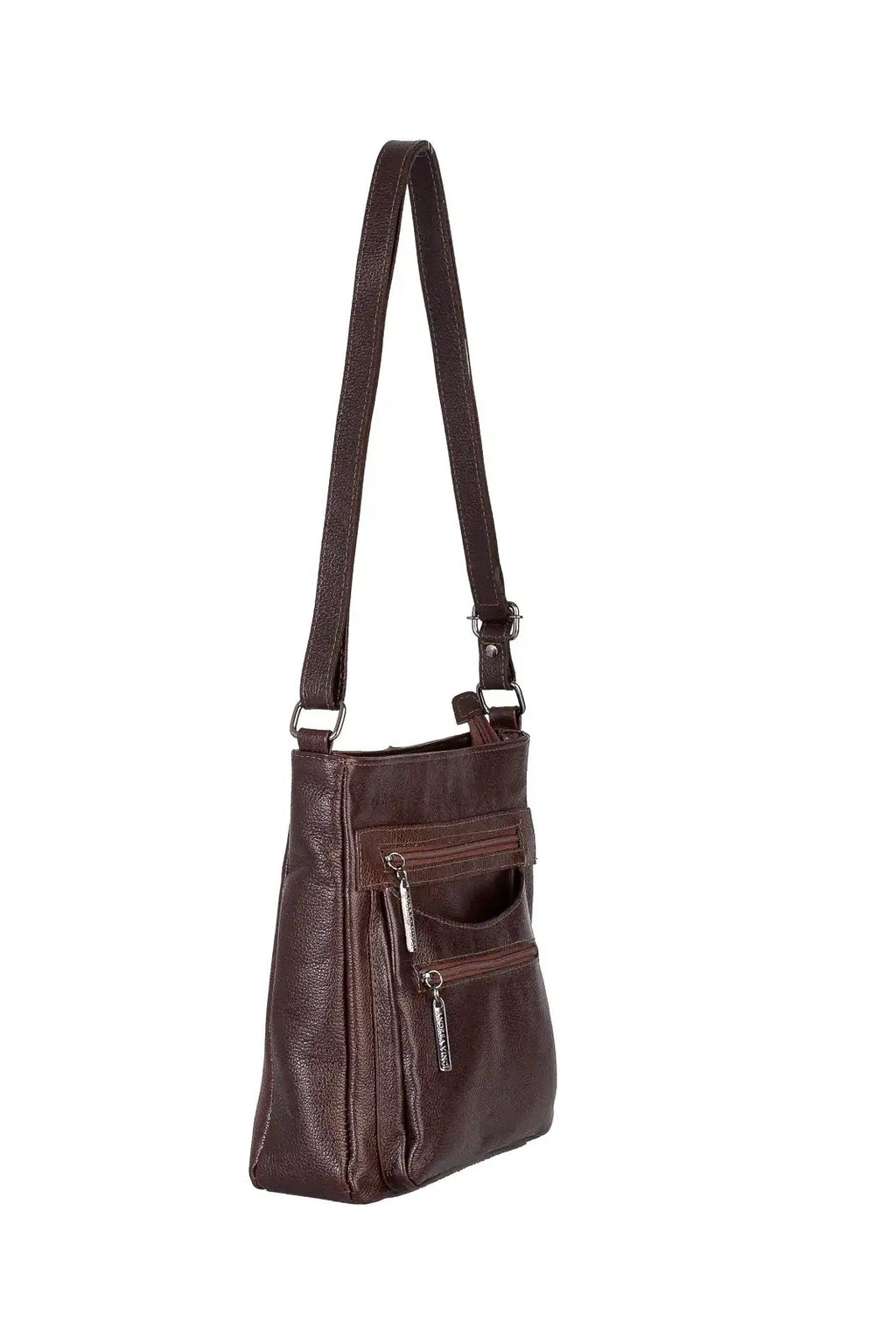 Bolsa tiracolo em couro liso metais grafite Thais - Enluaze