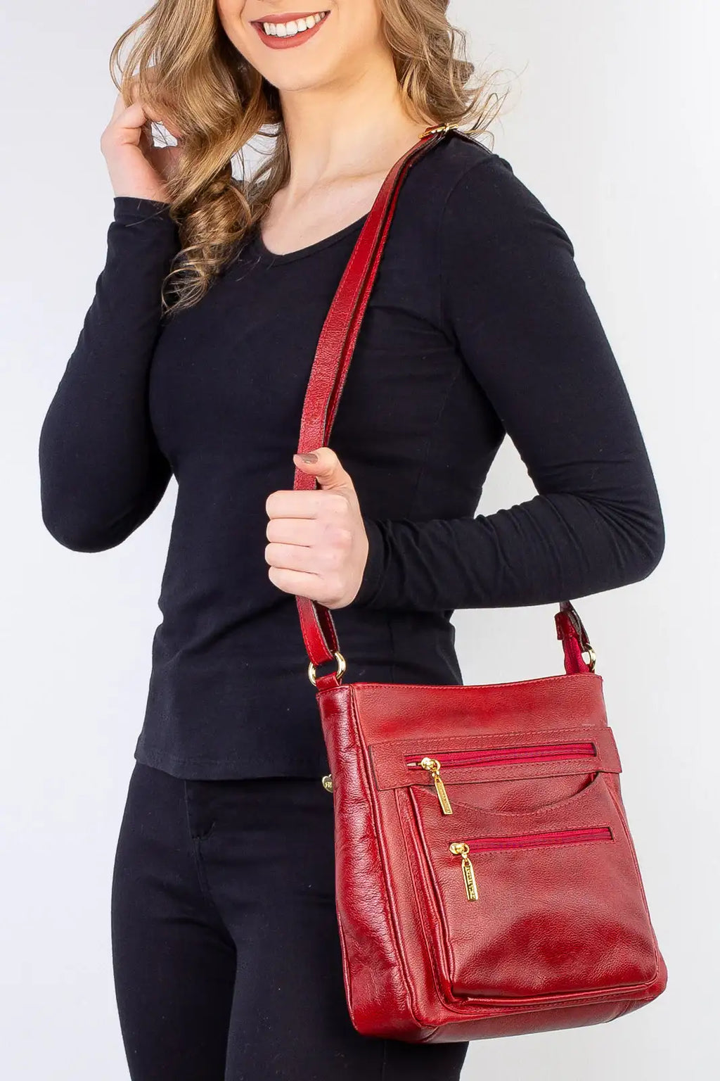 Bolsa tiracolo em couro liso Thais - Enluaze