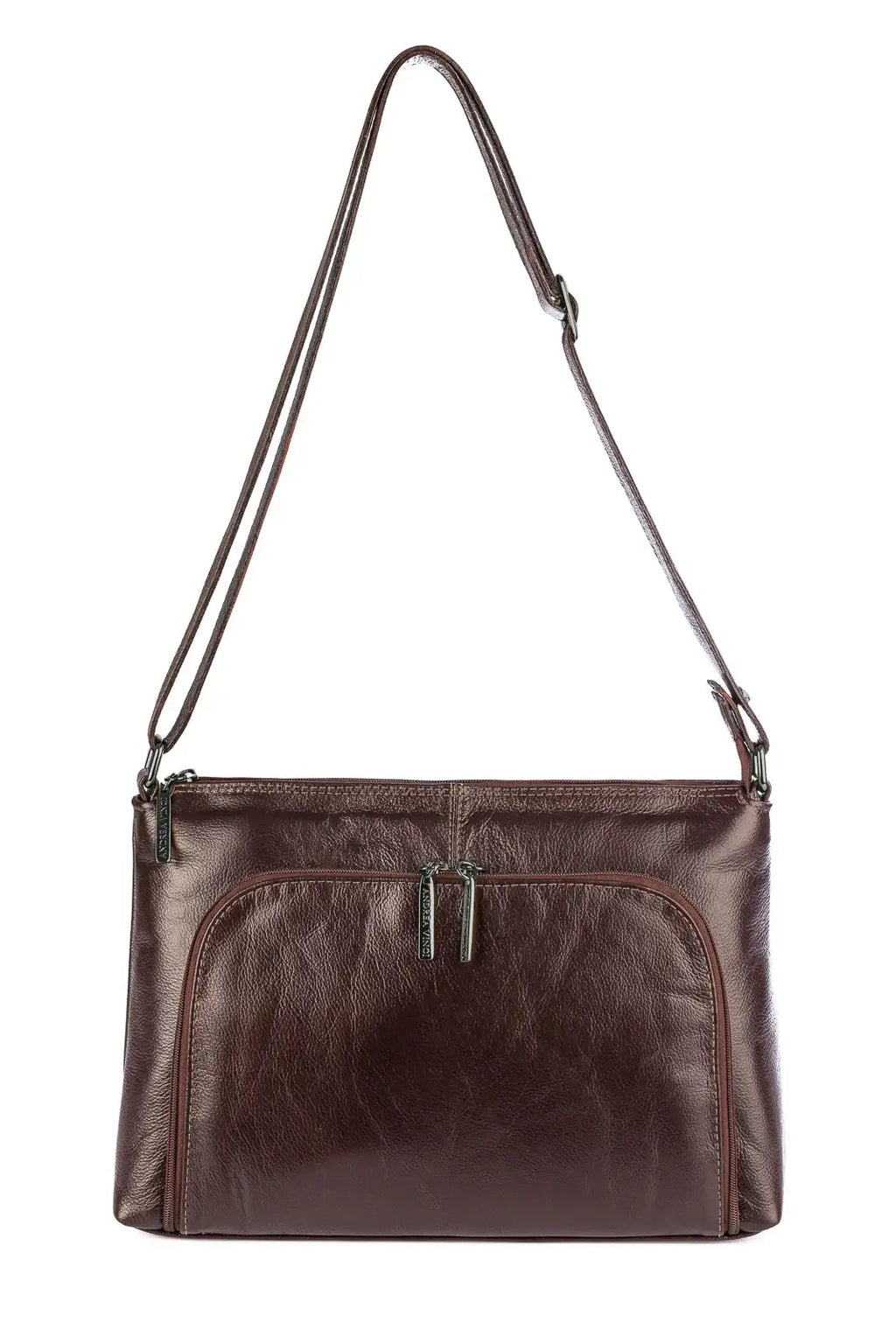 Bolsa de couro liso metais grafite tiracolo Ninna - Enluaze