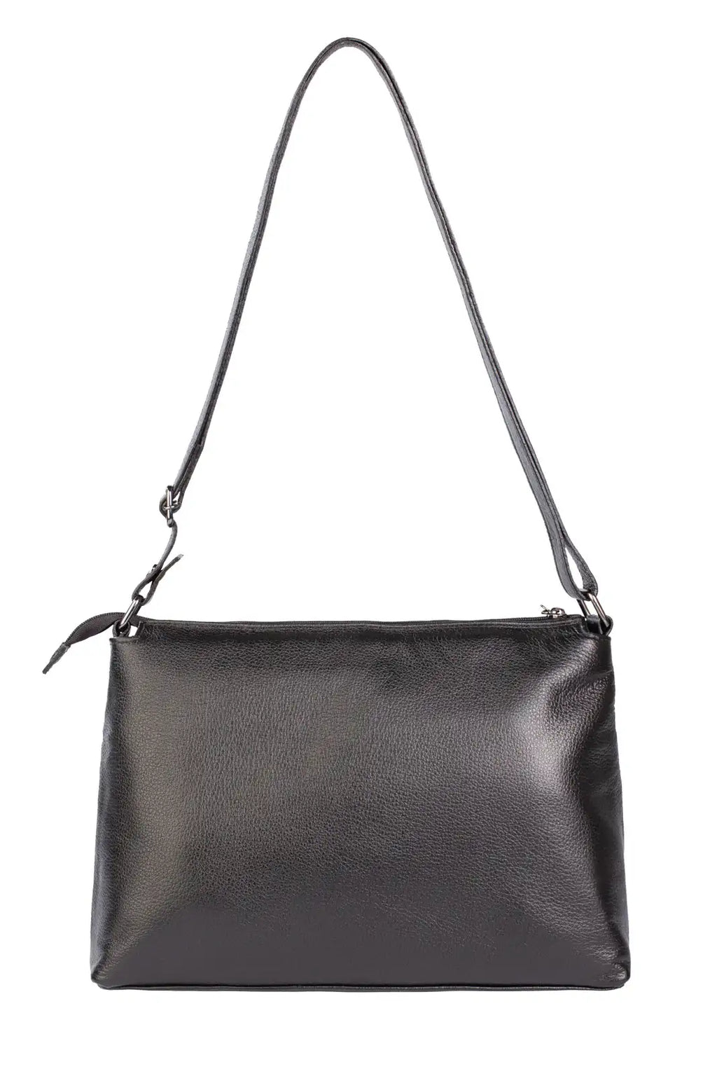 Bolsa de couro liso metais grafite tiracolo Ninna - Enluaze