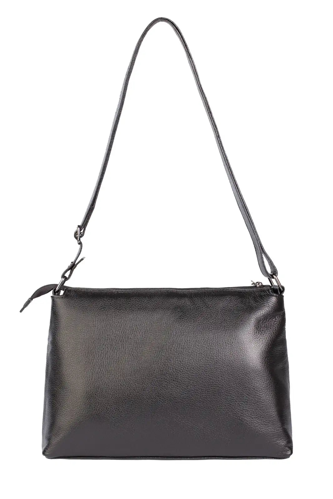 Bolsa de couro liso metais grafite tiracolo Ninna - Enluaze