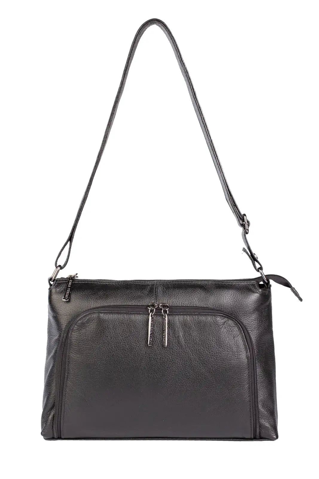 Bolsa de couro liso metais grafite tiracolo Ninna - Enluaze