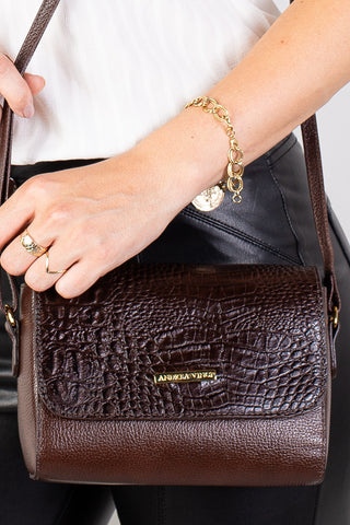 Mini bolsa transversal de couro croco Josi