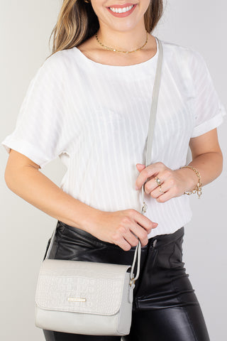 Mini bolsa transversal de couro croco Josi