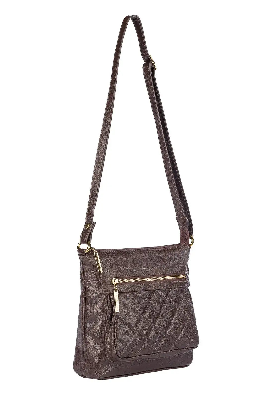 Bolsa transversal matelassê de couro liso Bia - Enluaze