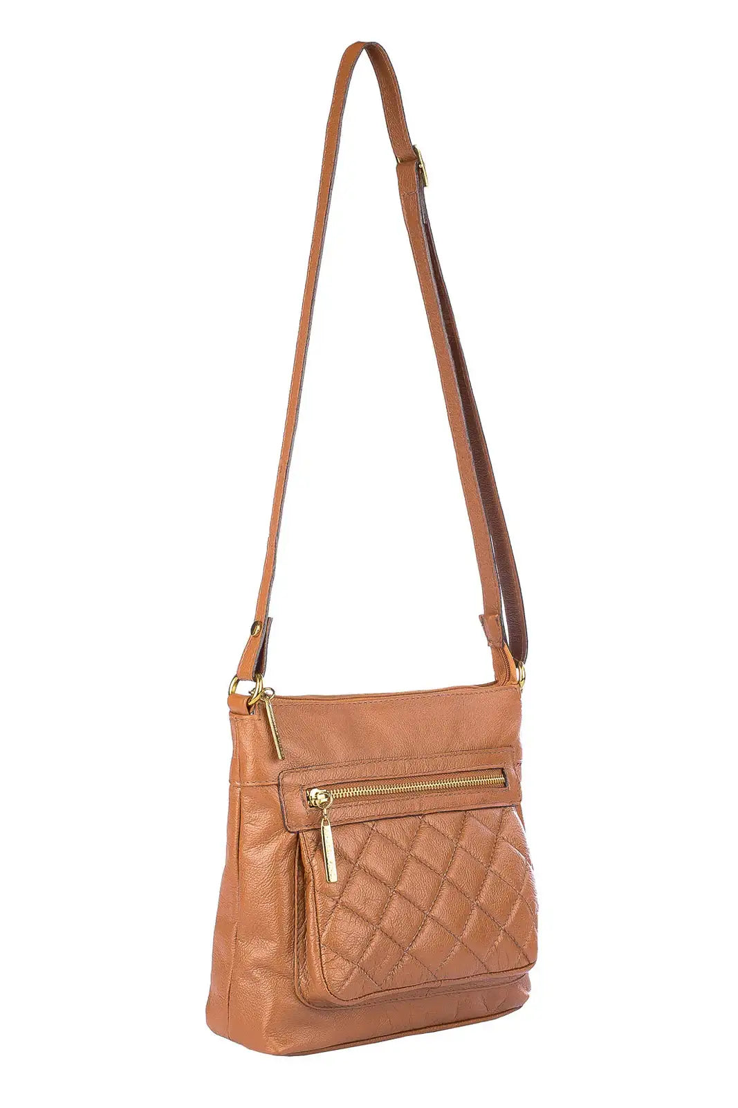 Bolsa transversal matelassê de couro liso Bia - Enluaze