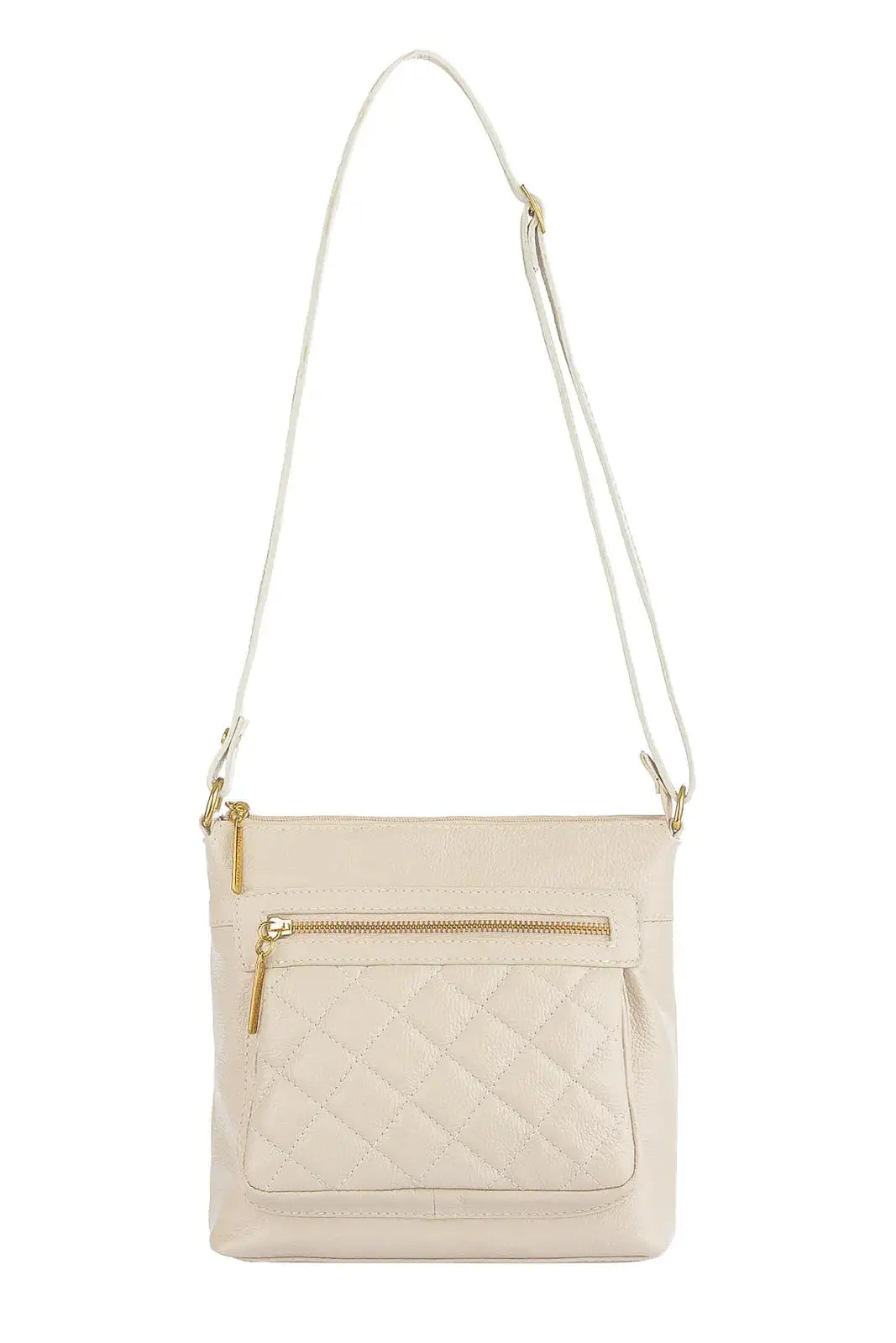 Bolsa transversal matelassê de couro liso Bia - Enluaze