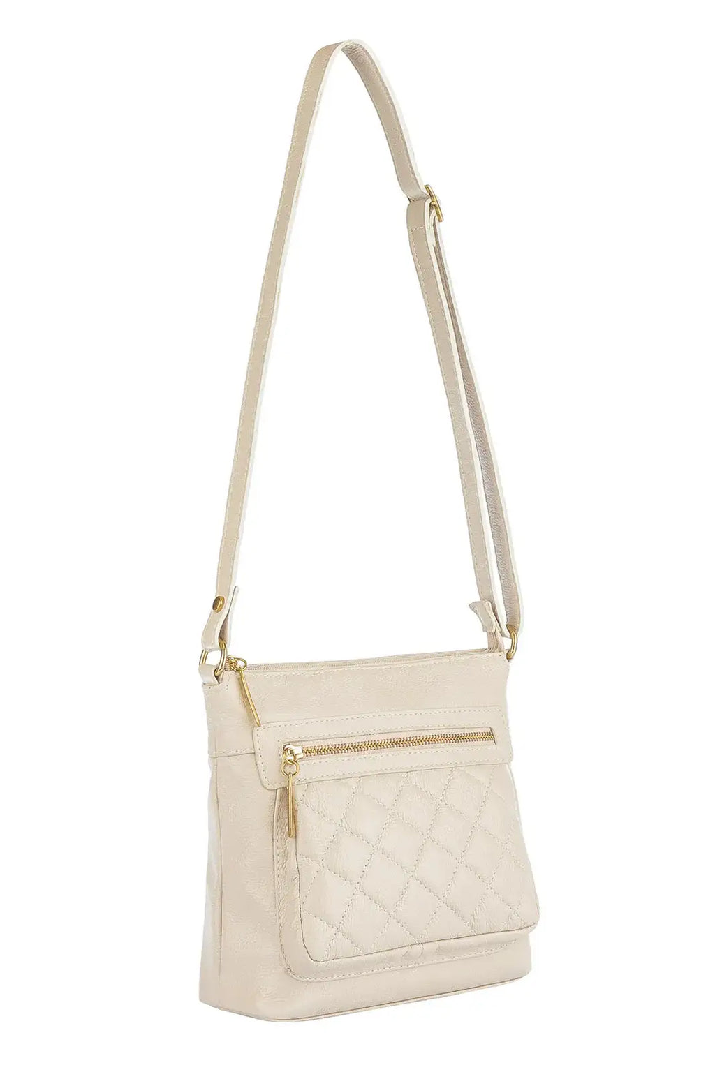 Bolsa transversal matelassê de couro liso Bia - Enluaze