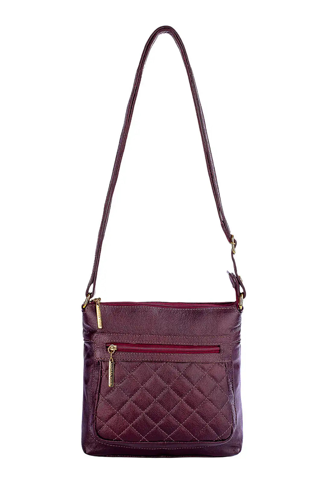 Bolsa transversal matelassê de couro liso Bia - Enluaze