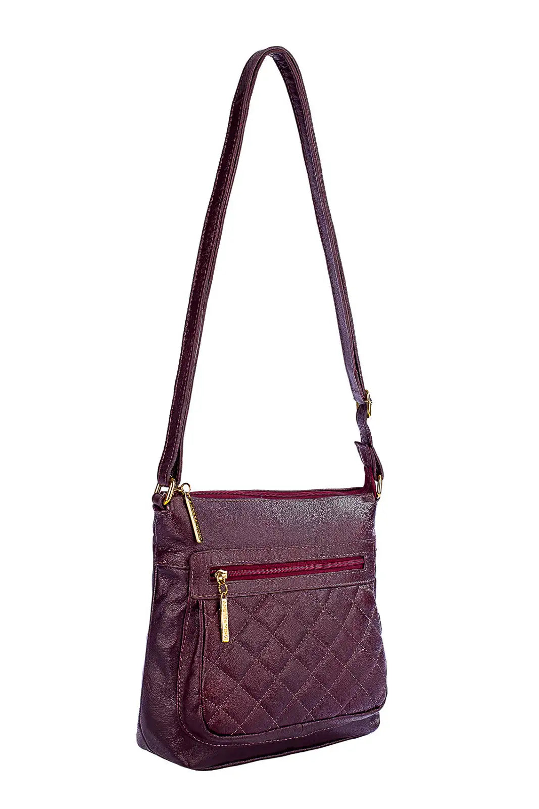 Bolsa transversal matelassê de couro liso Bia - Enluaze