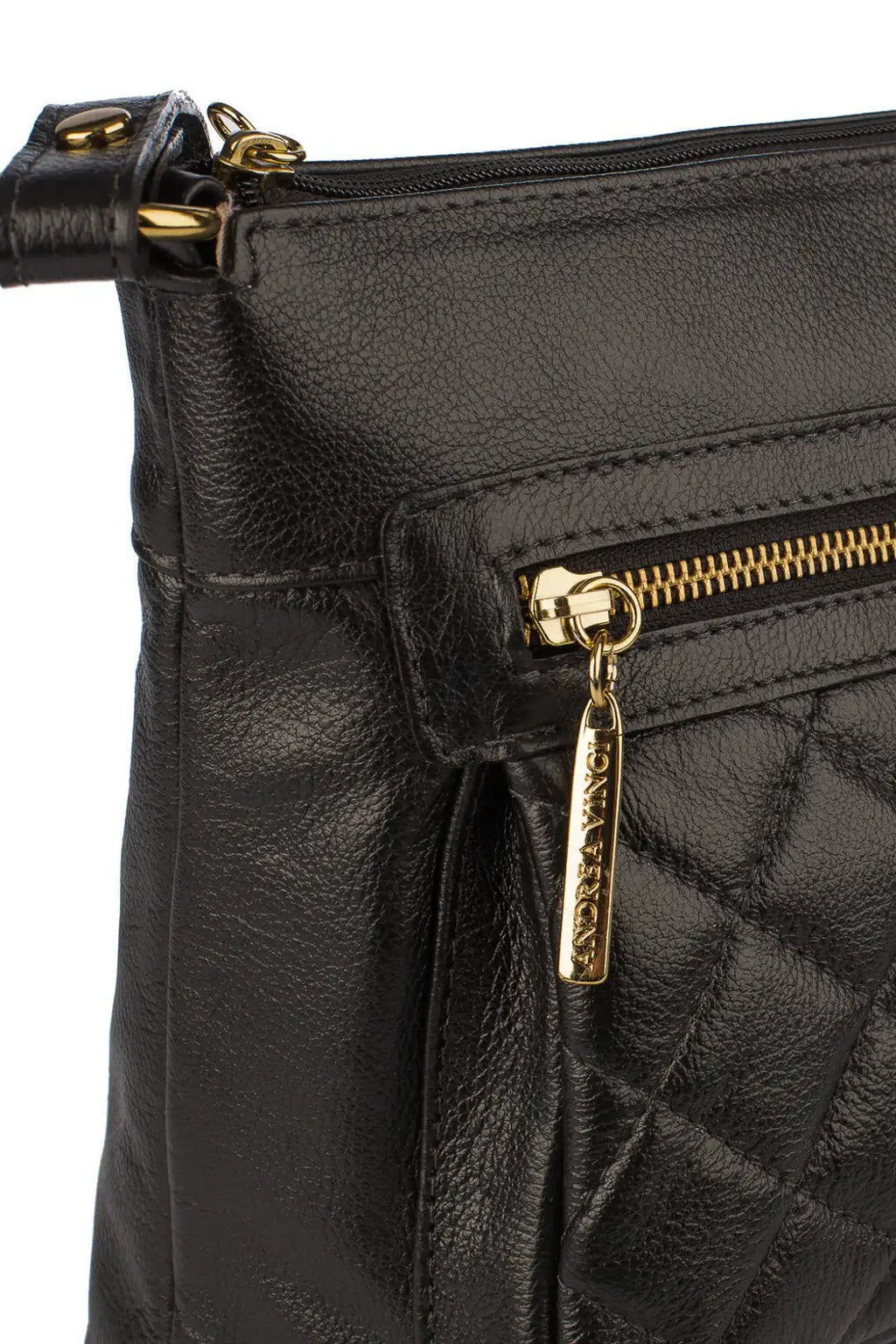 Bolsa transversal matelassê de couro liso Bia - Enluaze