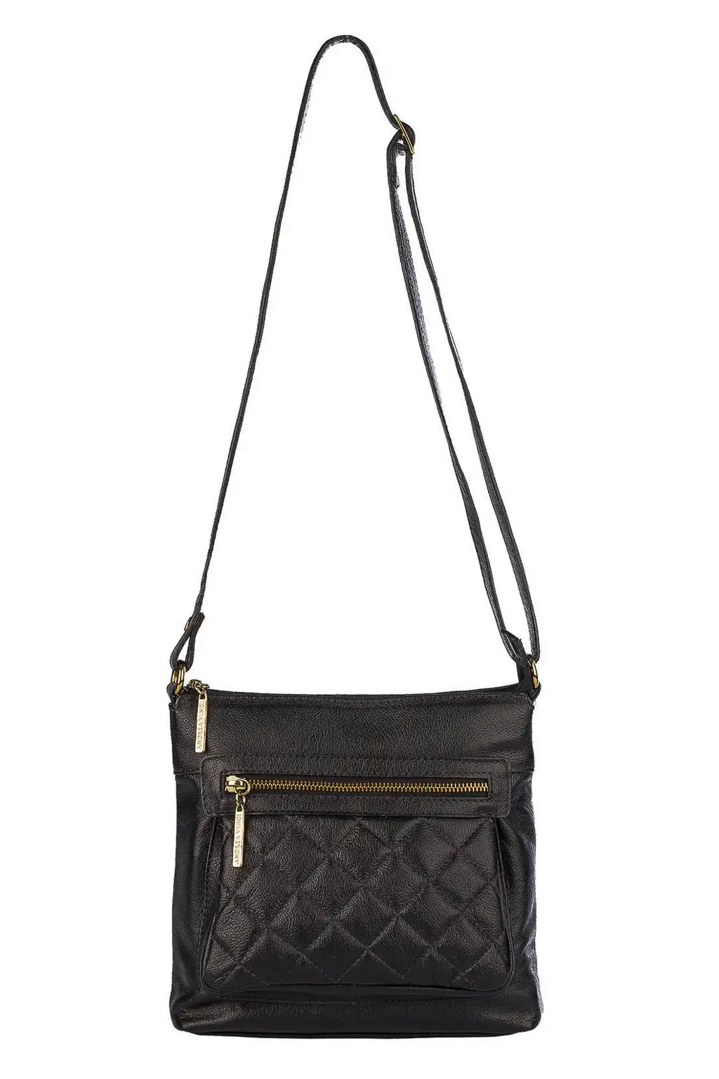 Bolsa transversal matelassê de couro liso Bia - Enluaze