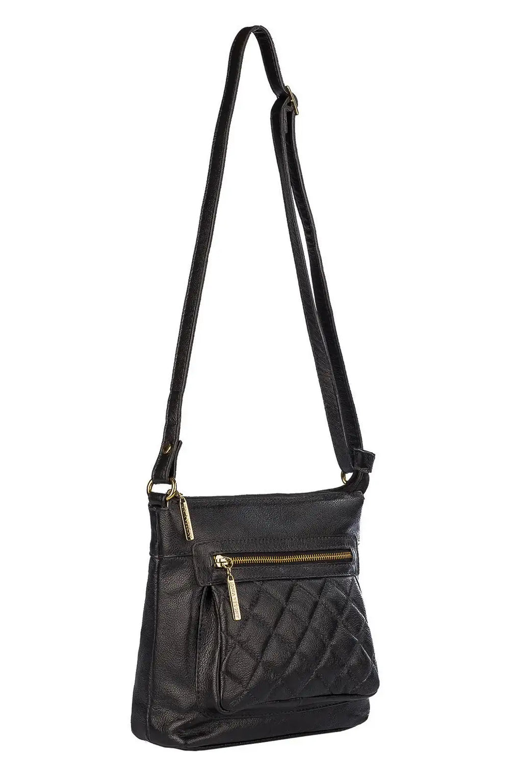 Bolsa transversal matelassê de couro liso Bia - Enluaze