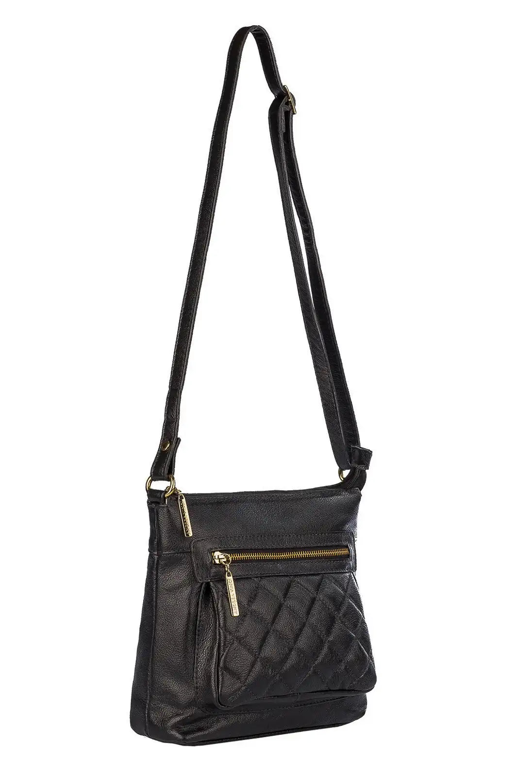 Bolsa transversal matelassê de couro liso Bia - Enluaze